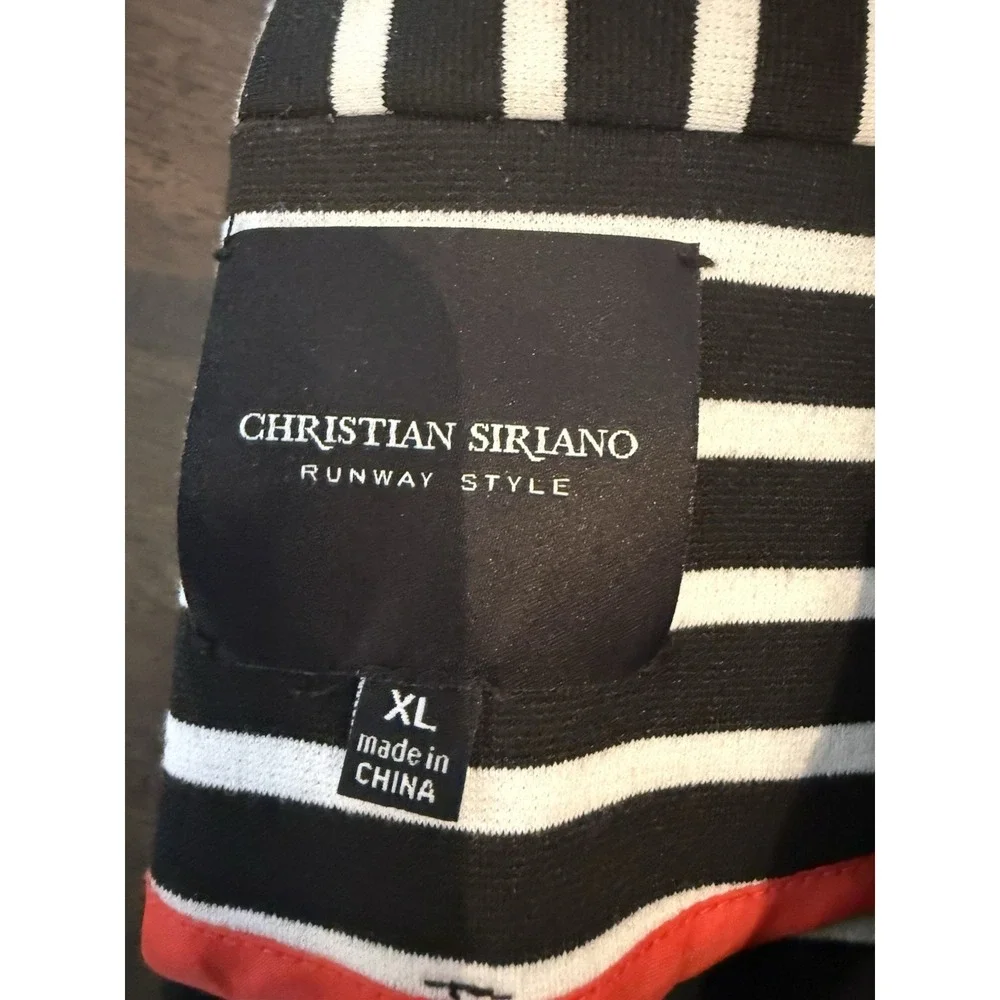 Christian Siriano Runway Style Black White Striped Zipper Pocket Blazer XL - Picture 12 of 12